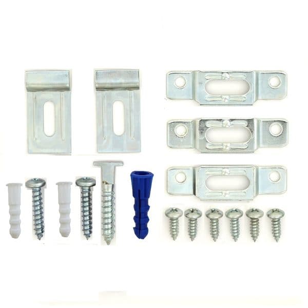Professional security hardware kit with tamper-proof T-screws, wall brackets, and security wrench