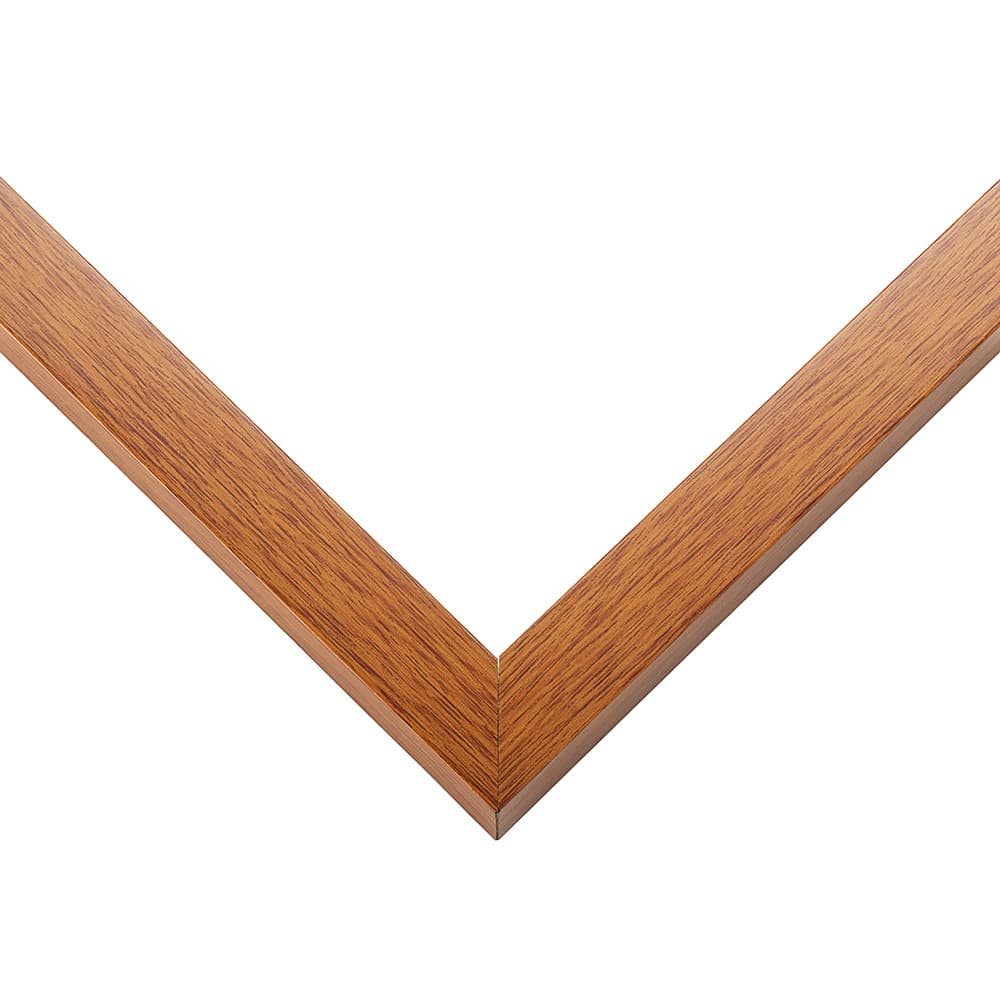 Honeyed Oak Shadow Box Frame corner detail showing precision mitered joint with warm honey brown oak wood grain finish and 0.75 inch moulding width made for traditional natural wood shadowbox displays