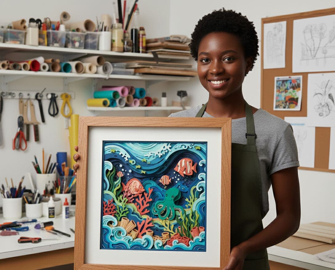 Honey oak shadowbox frame displaying dimensional memorabilia collection demonstrating professional keepsake framing for treasured collections using warm wood finish and protective glass
