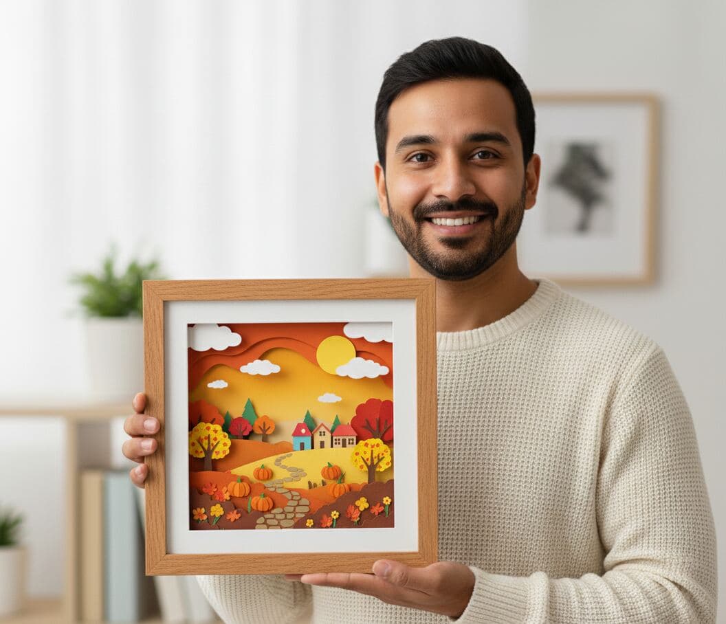 Honey oak shadowbox frame displaying preserved keepsake collection demonstrating traditional shadowbox framing for sentimental object preservation using natural wood grain finish