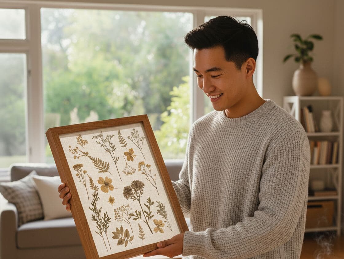 Honey oak picture frame shadowbox displaying layered dimensional paper art with vibrant 3D scene demonstrating professional framing for paper sculpture artwork using traditional wood finish and conservation matting