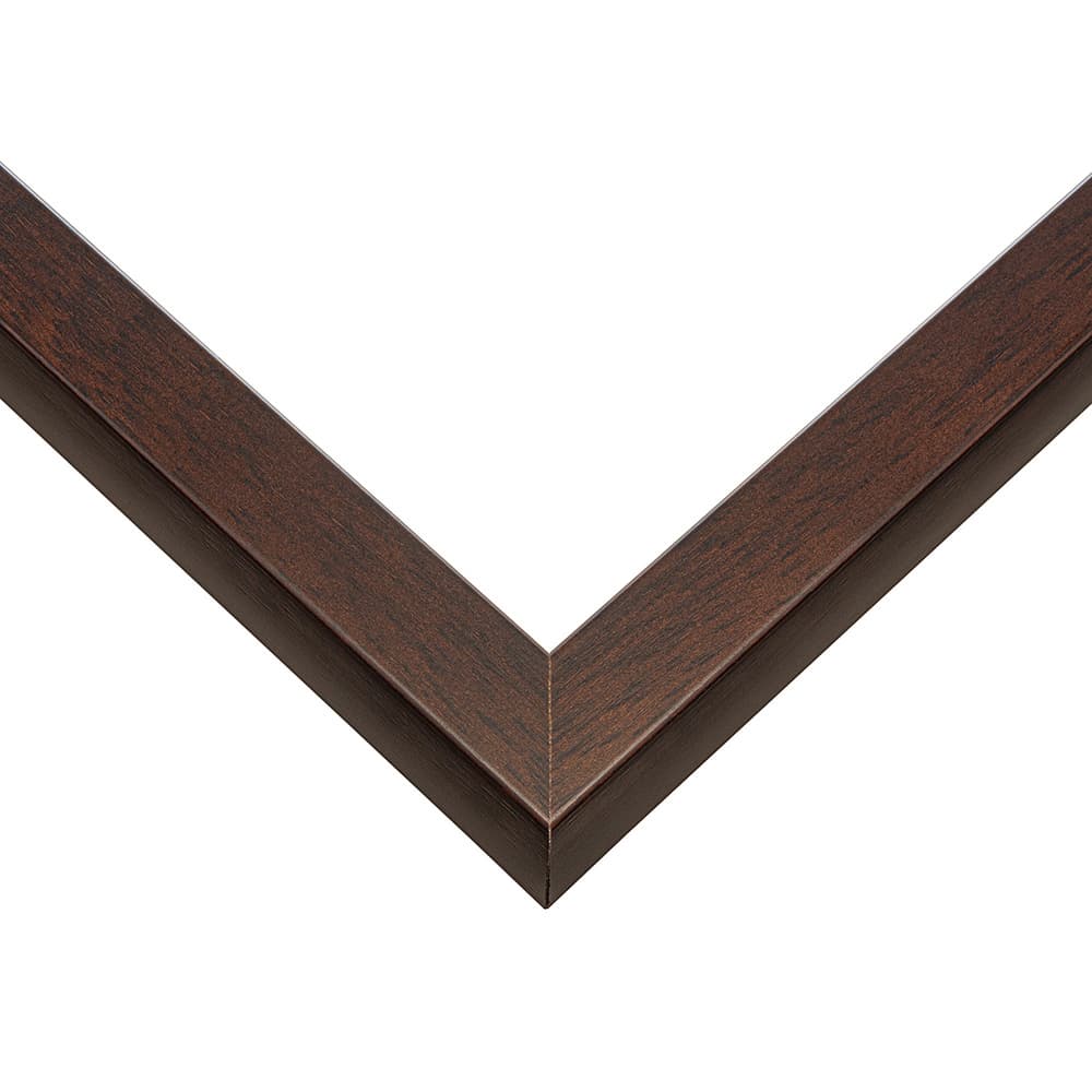 Brown Shadowb Shadowbox corner detail showing precision mitered joint with rich espresso brown wood finish and 0.75 inch moulding width ideal for contemporary collectible shadowbox displays
