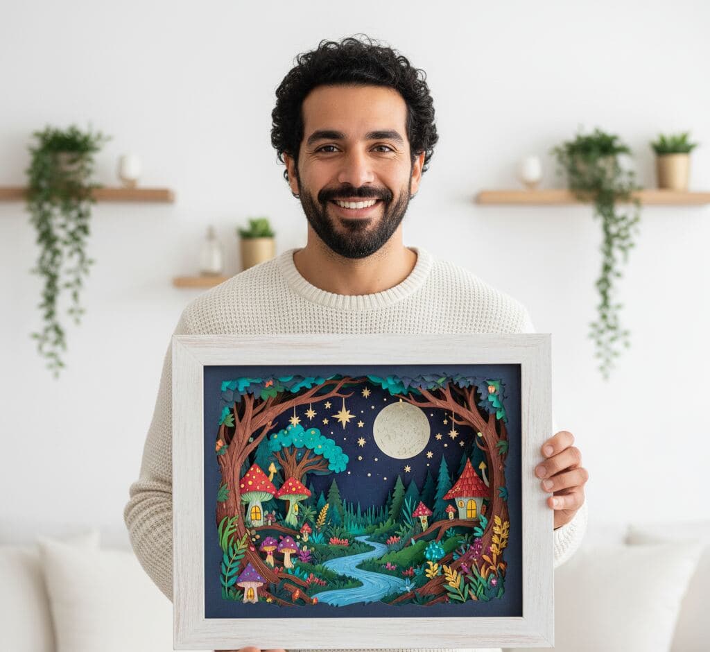 White wood shadowbox picture frame displaying collectible arrangement demonstrating professional shadowbox framing for dimensional object preservation using whitewash coastal finish