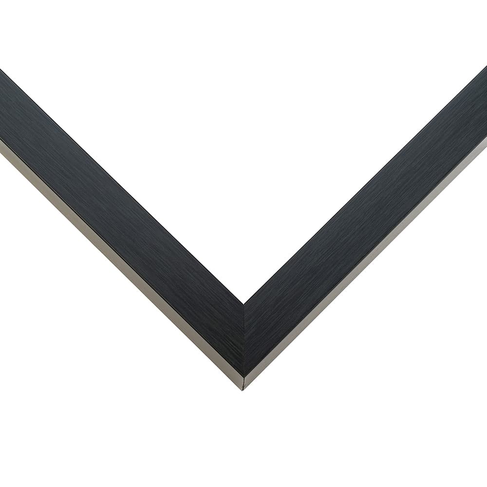 Charcoal Shado Shadowbox corner detail showing precision mitered joint with contemporary charcoal gray woodgrain finish and 0.75 inch moulding width great for modern sophisticated shadowbox displays
