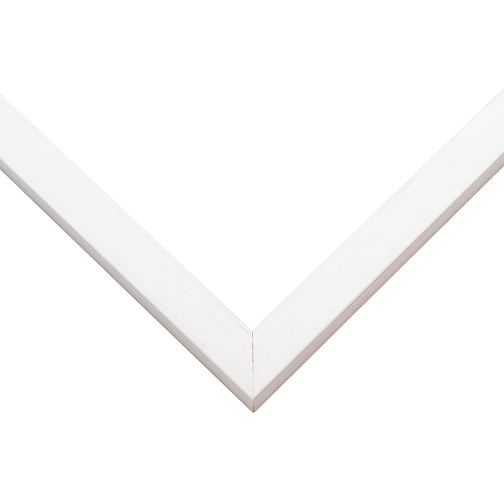 Whitewash Picture Frame corner detail showing delicate whitewash finish with subtle wood grain in classic 0.75 inch profile