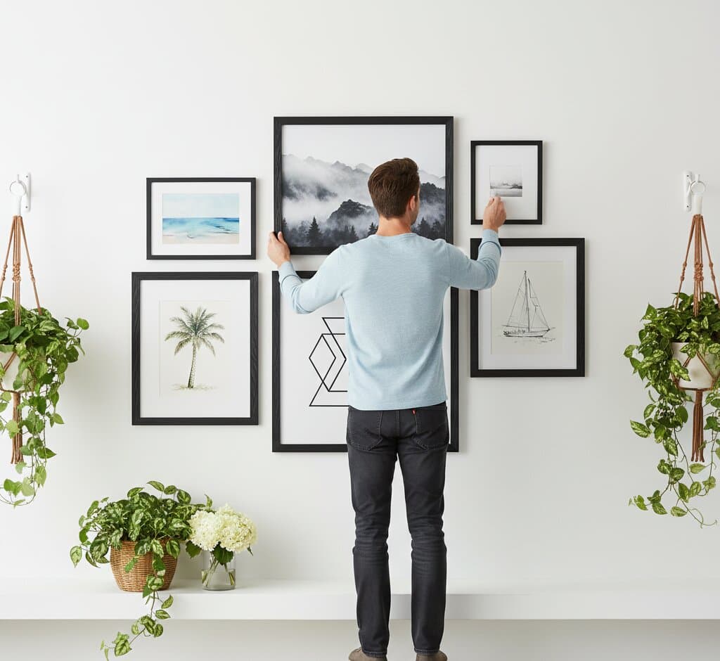 Black Barnwood Frame in a bedroom display