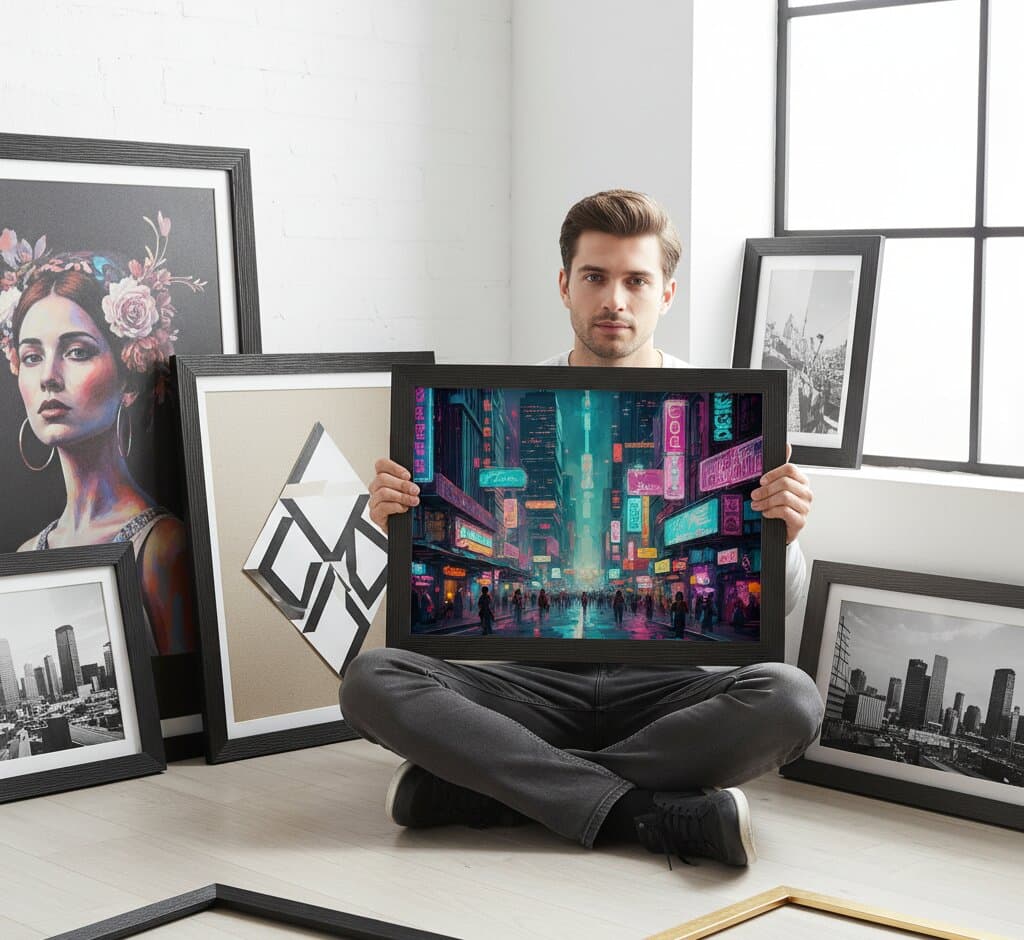 Black Barnwood Frame in a home studio