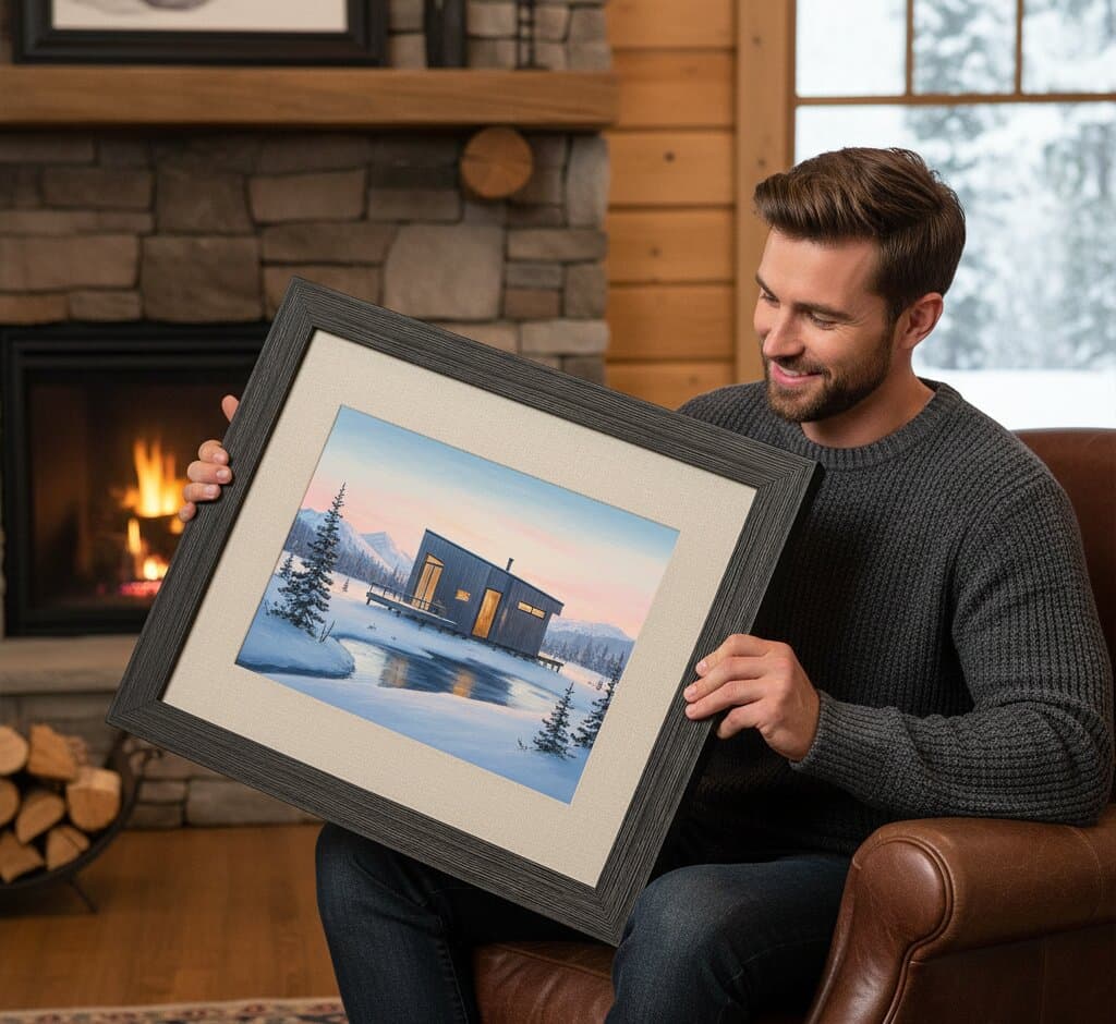 Black Barnwood Frame in a coastal or beach-house room