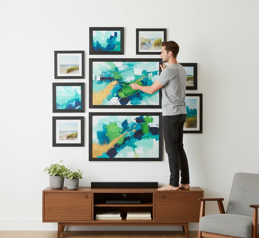 Black Barnwood Frame in an office or study (2)