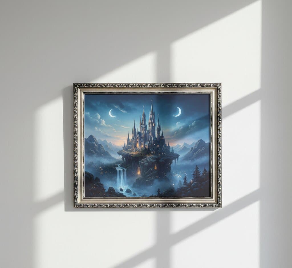 Ornate Silver Frame in a living room setting