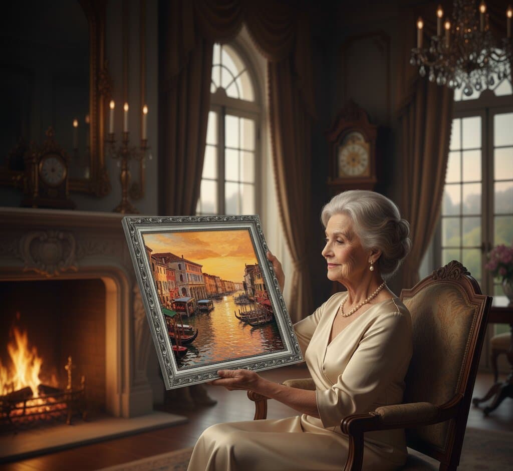 Ornate Silver Frame in an office or study