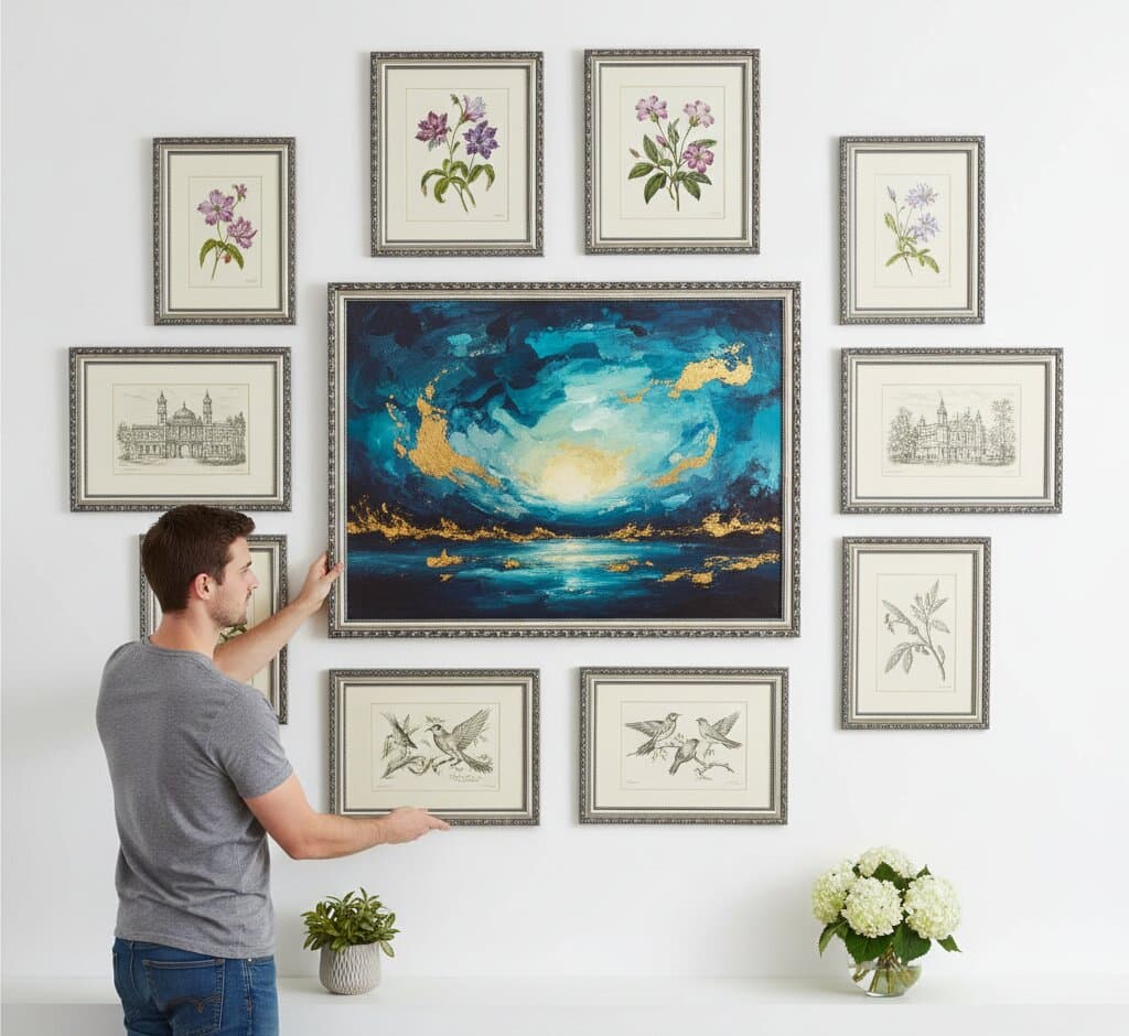 Ornate Silver Frame in a reading corner