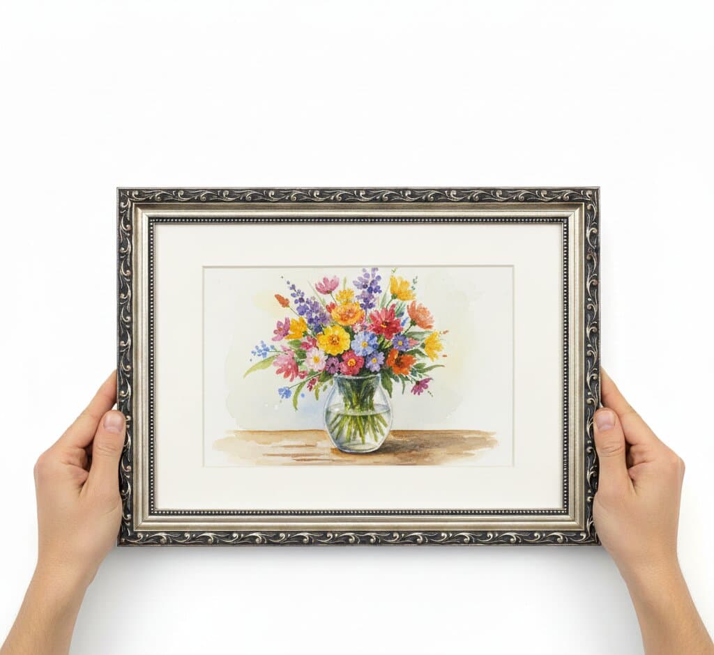 Ornate Silver Frame in a dining room (2)