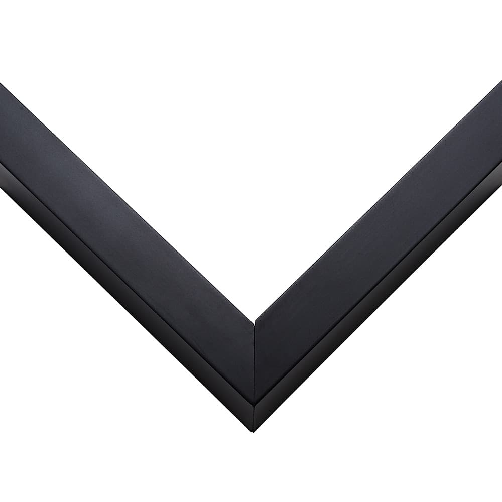 Extra Deep Matte Black Shadow Box Frame corner detail showing precision mitered joint with matte black finish and 1 inch moulding width with 2 inch usable depth built for contemporary and modern shadowbox displays