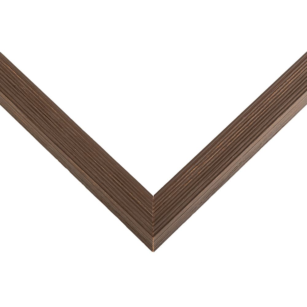 Charcoal Satin Deep Shadowbox corner detail showing precision mitered joint with ribbed wood texture and 1 inch moulding width with 1 inch usable depth excellent for modern contemporary shadowbox displays