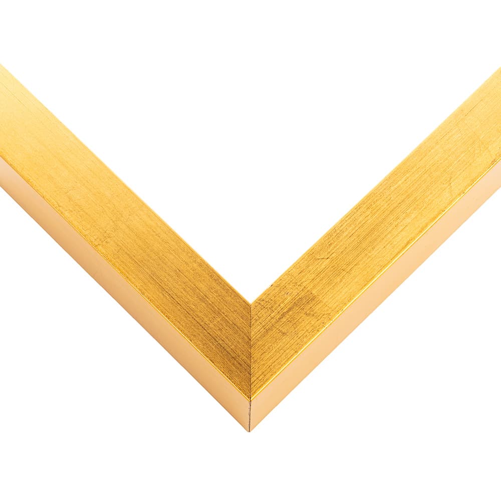 Gold Shadowbox corner detail showing precision mitered joint with radiant gold finish 1 inch moulding width and 1.5 inch usable depth crafted for prestigious award shadowbox displays