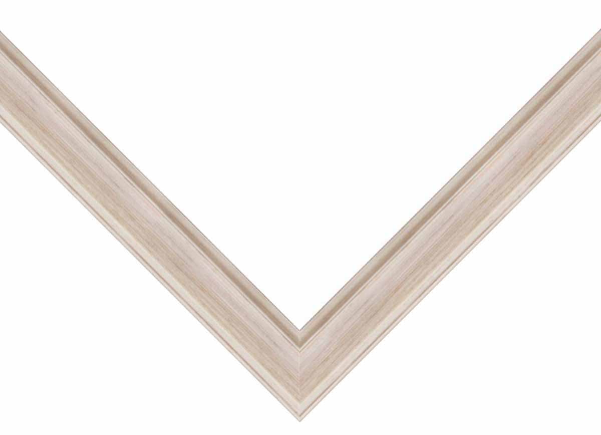 Coastal Picture Frame corner detail showing whitewashed wood finish with natural grain texture in substantial 1.75 inch profile