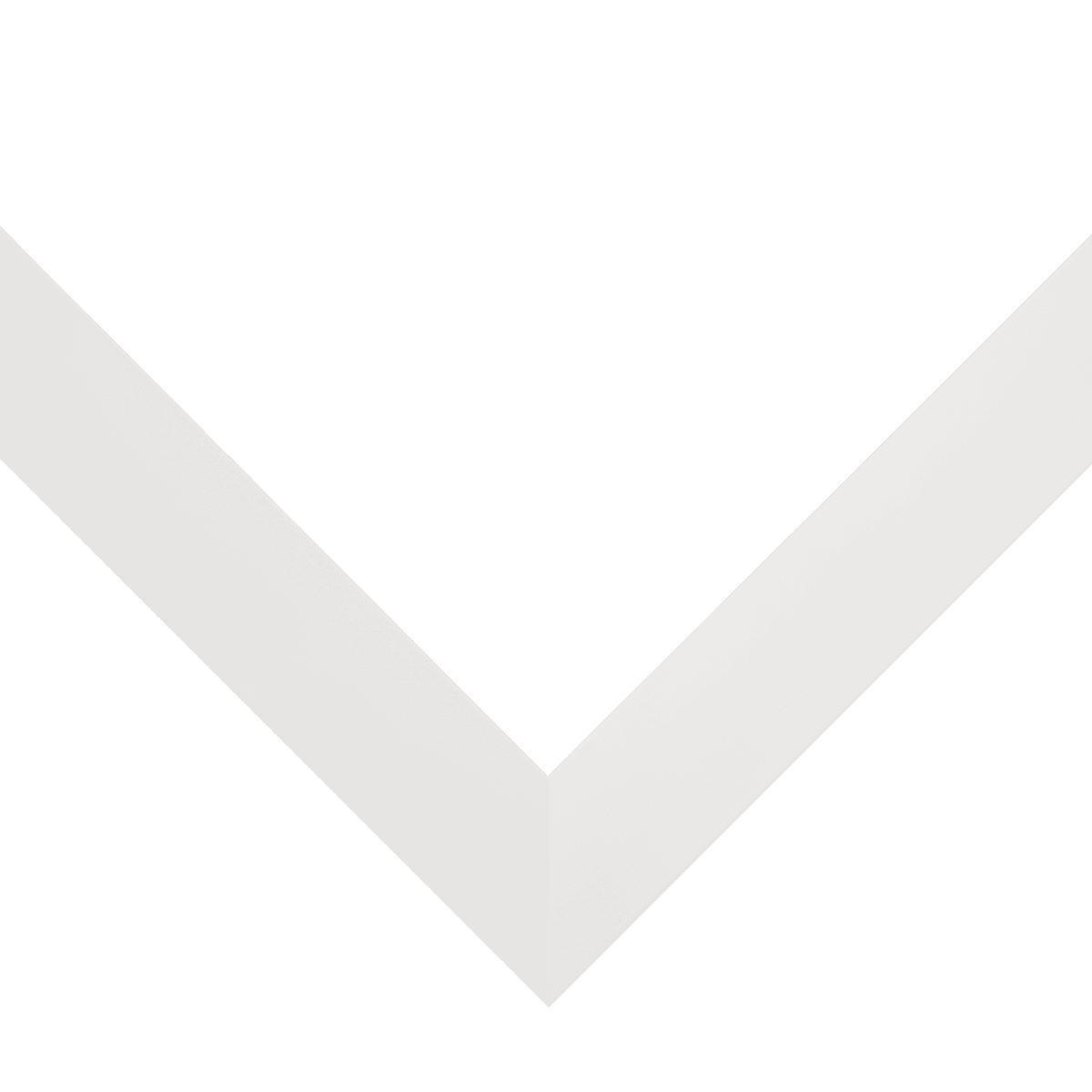 Ultra Deep Bright White Shadow Box corner detail showing precision mitered joint with bright white finish and 3.5 inch usable depth
