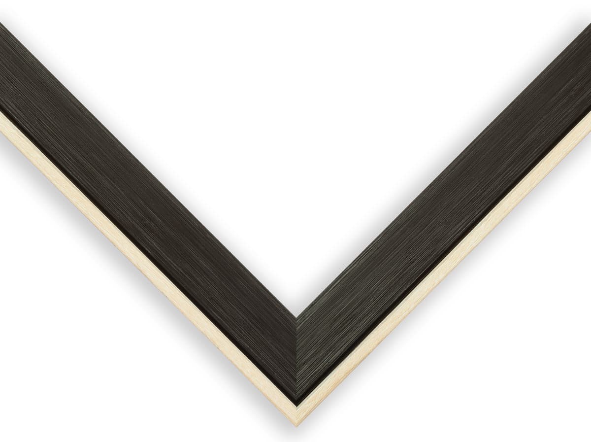 Modern Black Standard Shadowbox corner detail showing precision mitered joint with black textured finish 1 inch moulding width and 1 inch usable depth built for art shadowbox displays