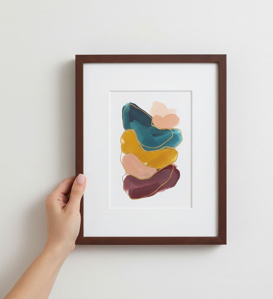 Fine art print elegantly displayed in classic Mahogany Picture frame showcasing traditional framing for sophisticated artwork
