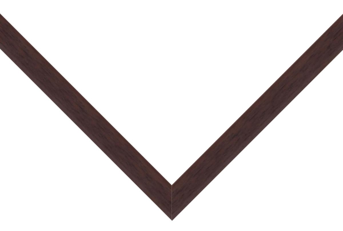 Wide Brown Frame corner detail showing rich chocolate brown finish with natural wood grain in substantial 1.125 inch profile