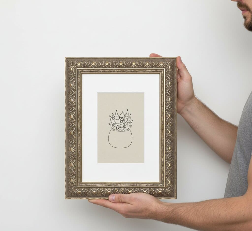 Wide Silver Frame in a living room setting