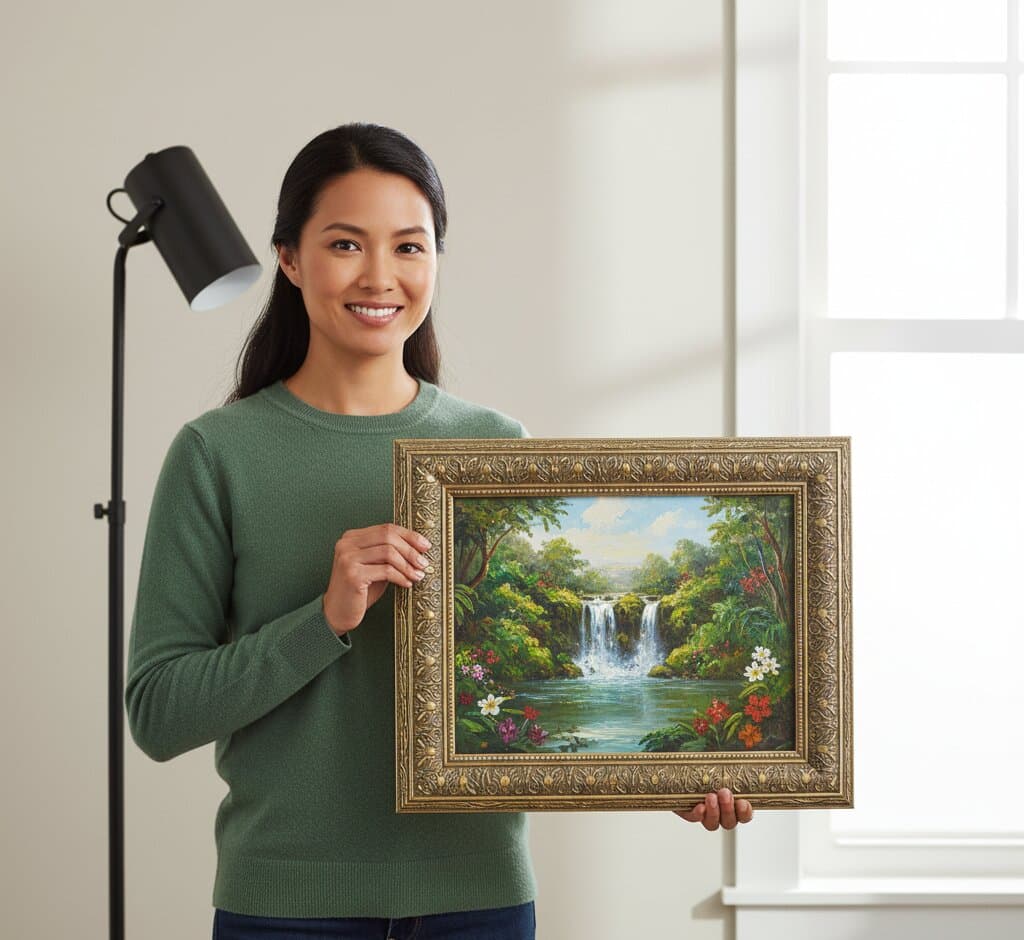 Wide Silver Frame in an office or study