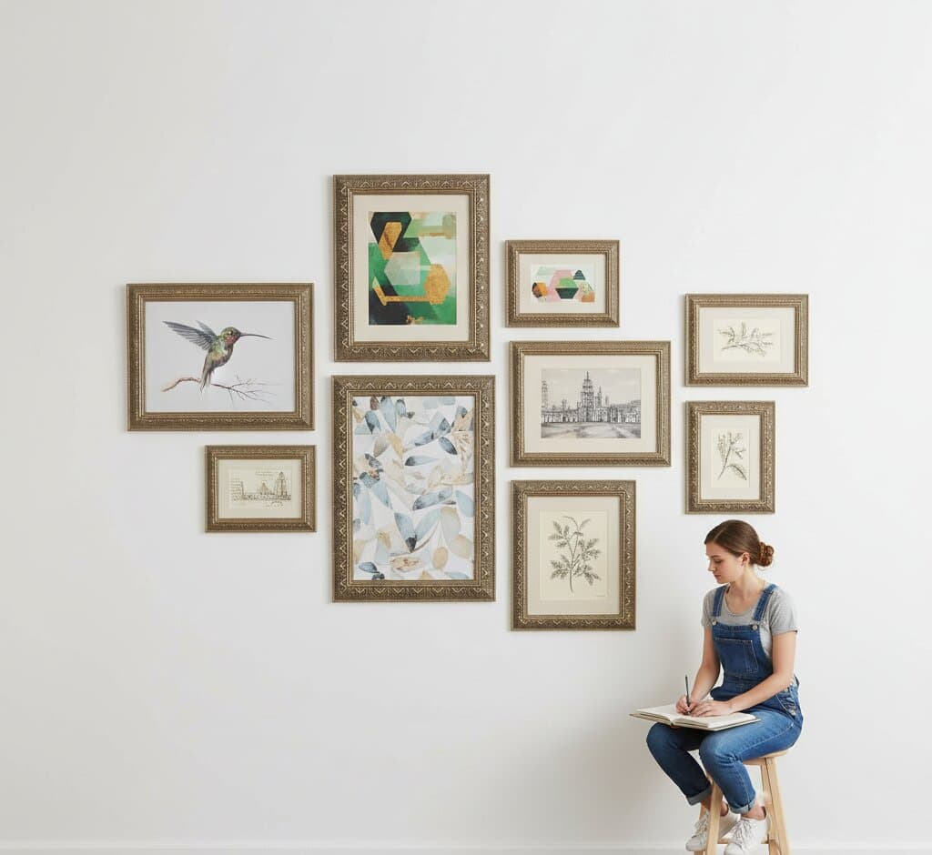 Wide Silver Frame in a hallway