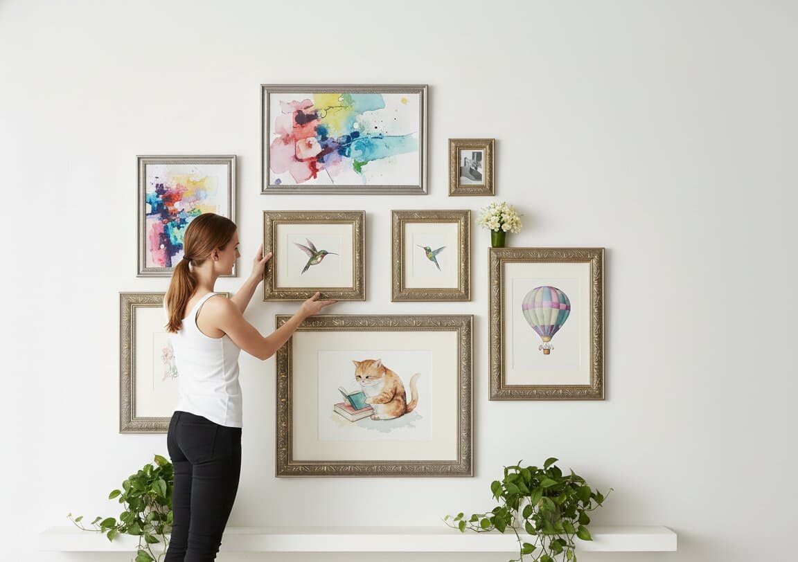 Wide Silver Frame in a dining room