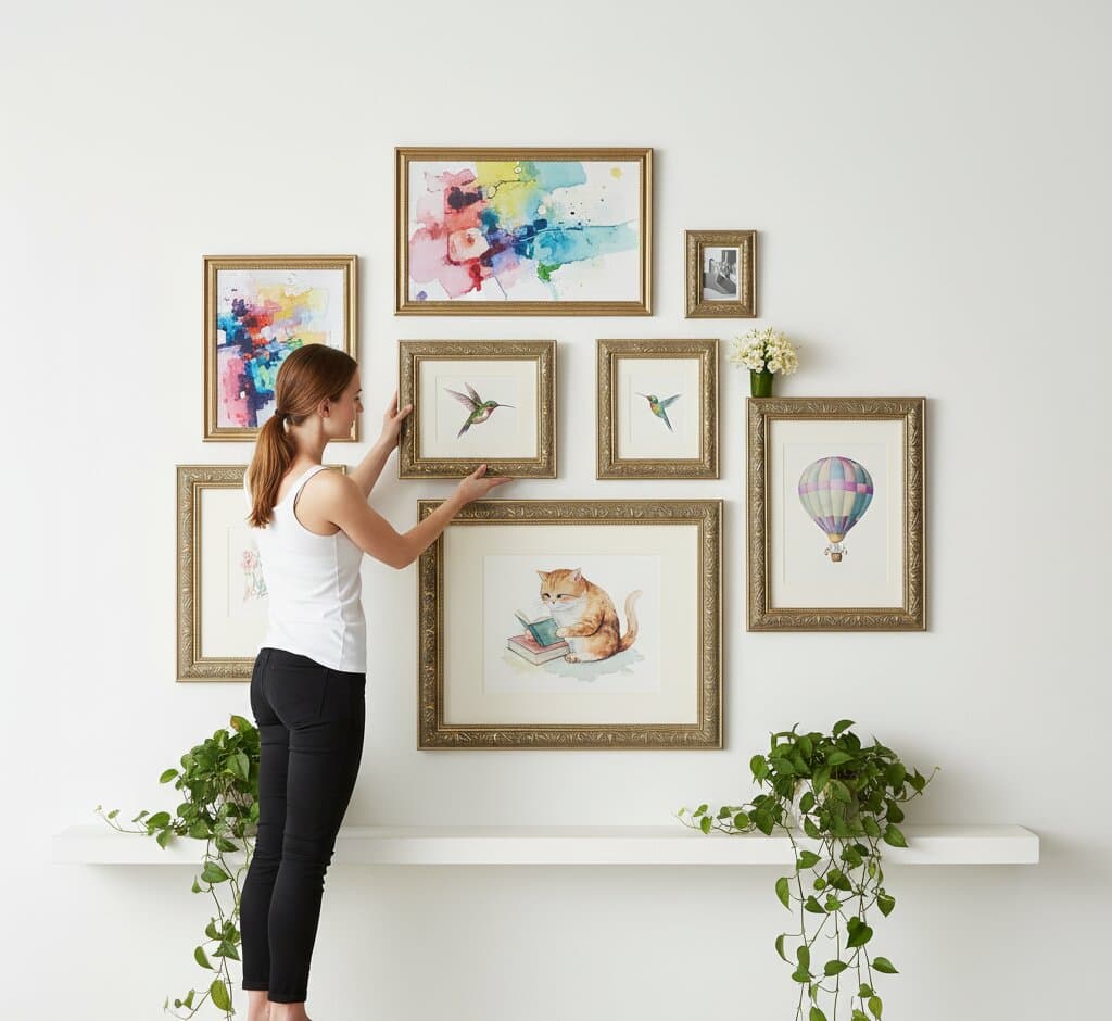 Wide Gold Frame in an office or study