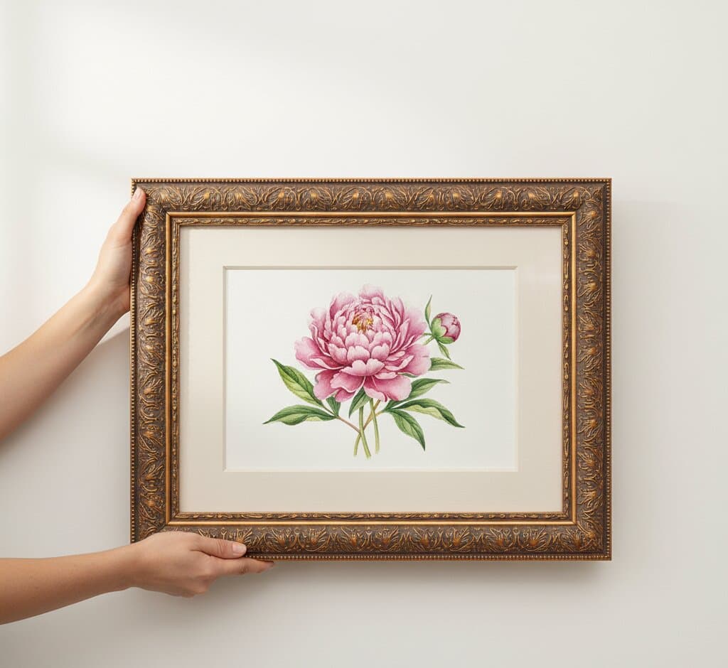 Wide Gold Frame above a sofa or console