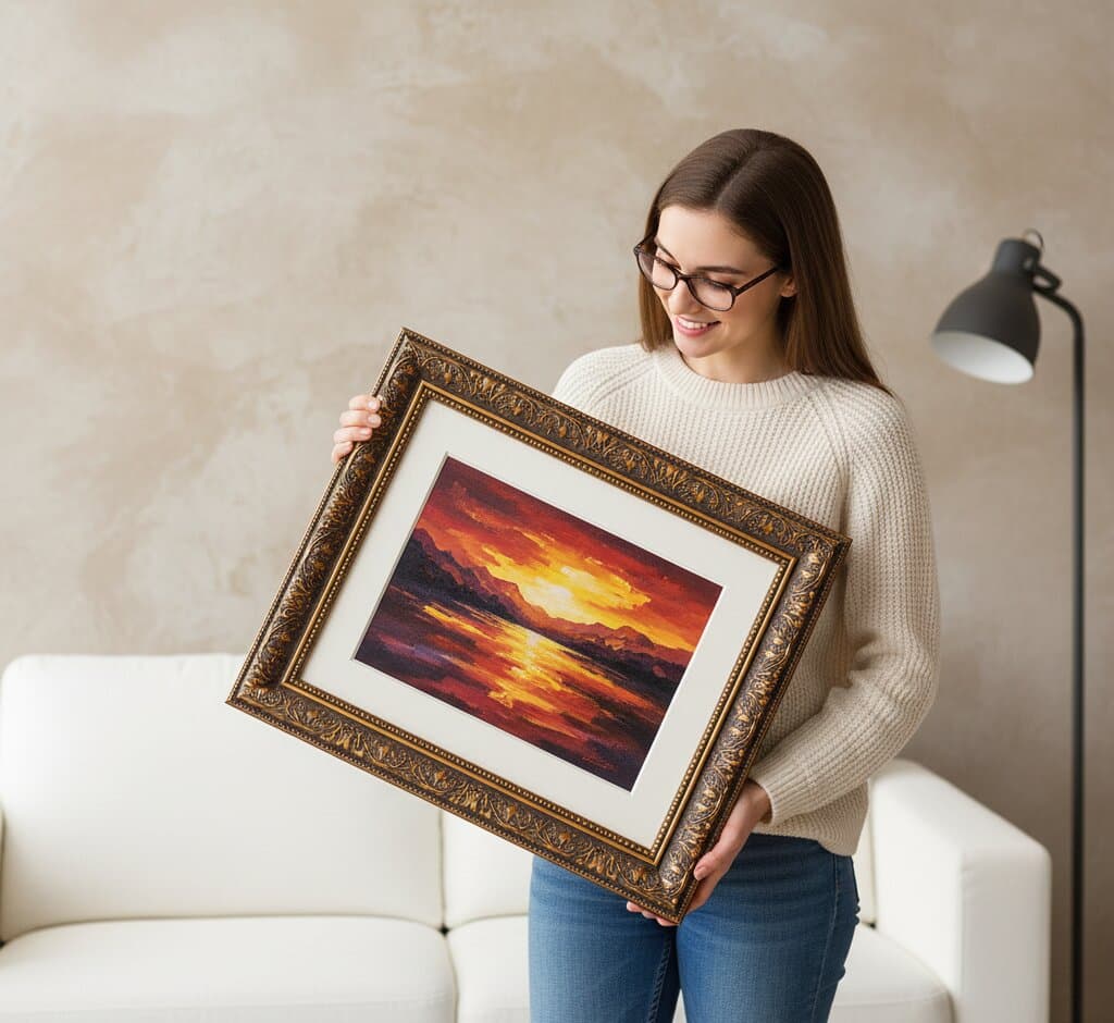 Wide Gold Frame in a hallway