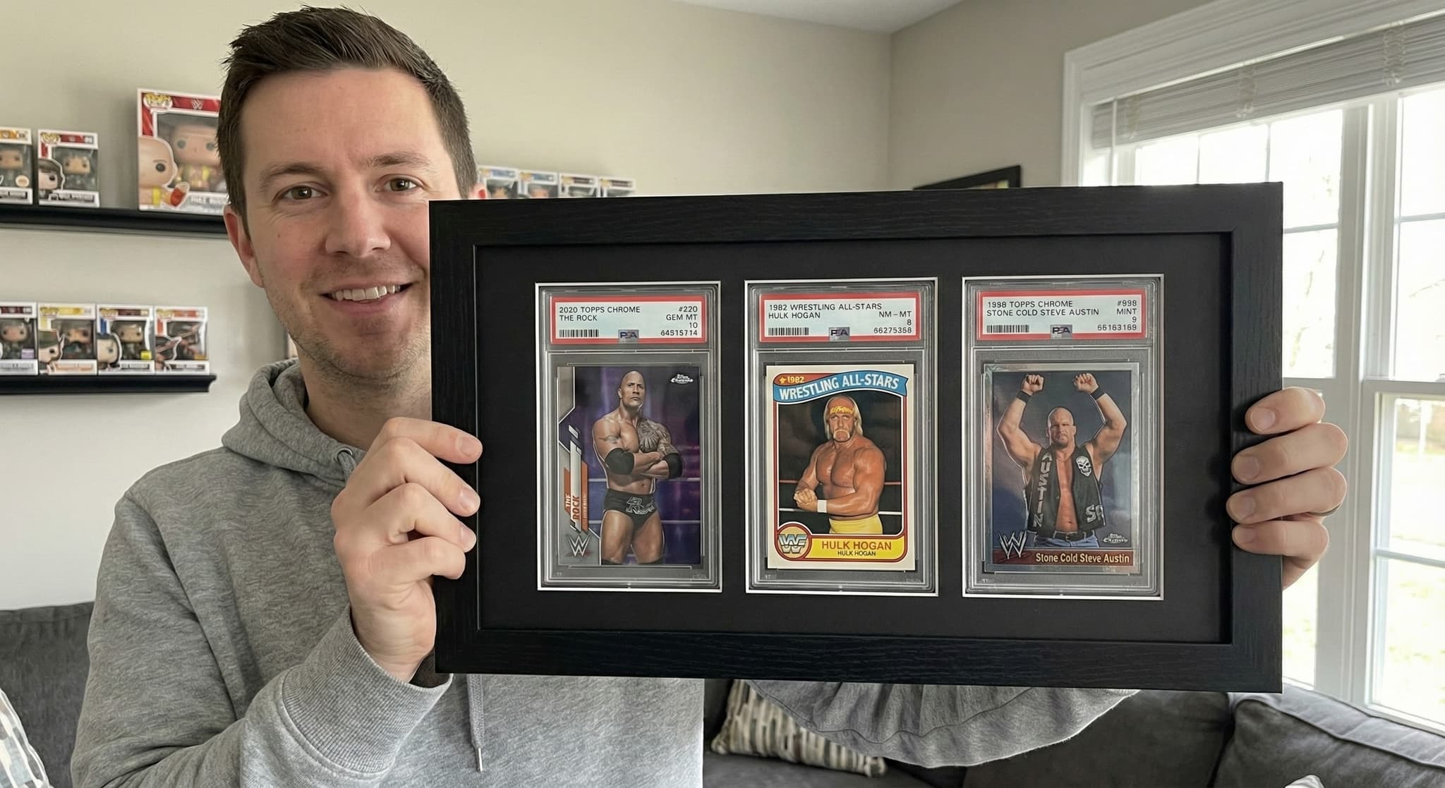 BGS graded cards in professional shadowbox display