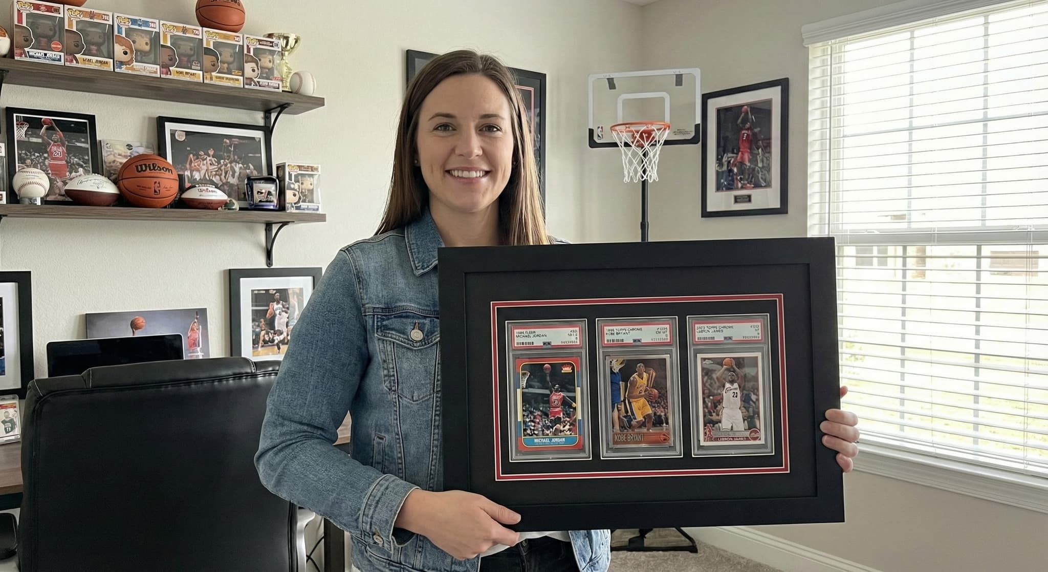 Graded basketball cards shadowbox sports den