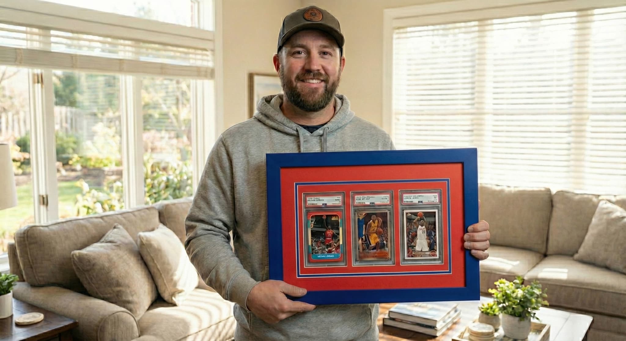 CGC graded cards in multi-slot shadowbox display