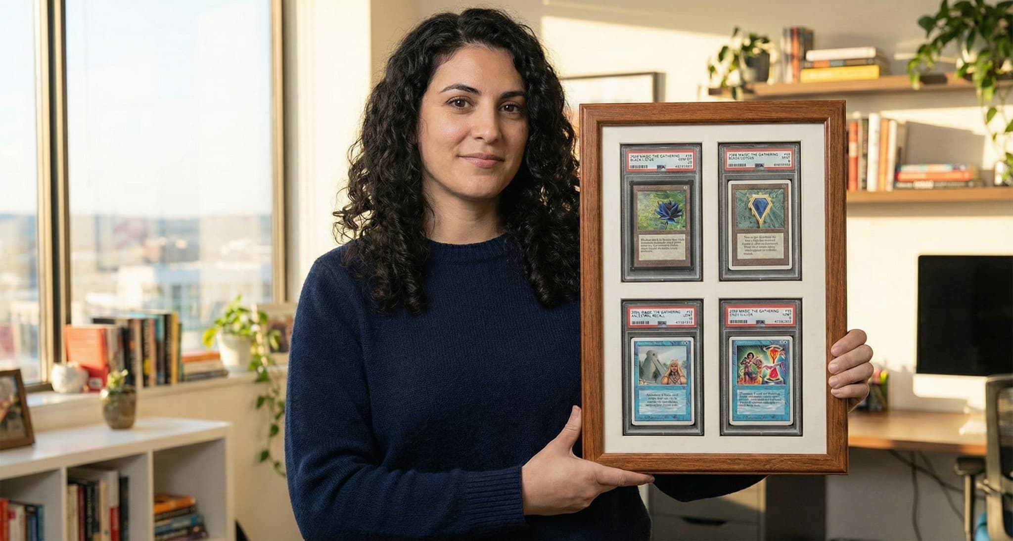Graded sports cards shadowbox basement recreation room