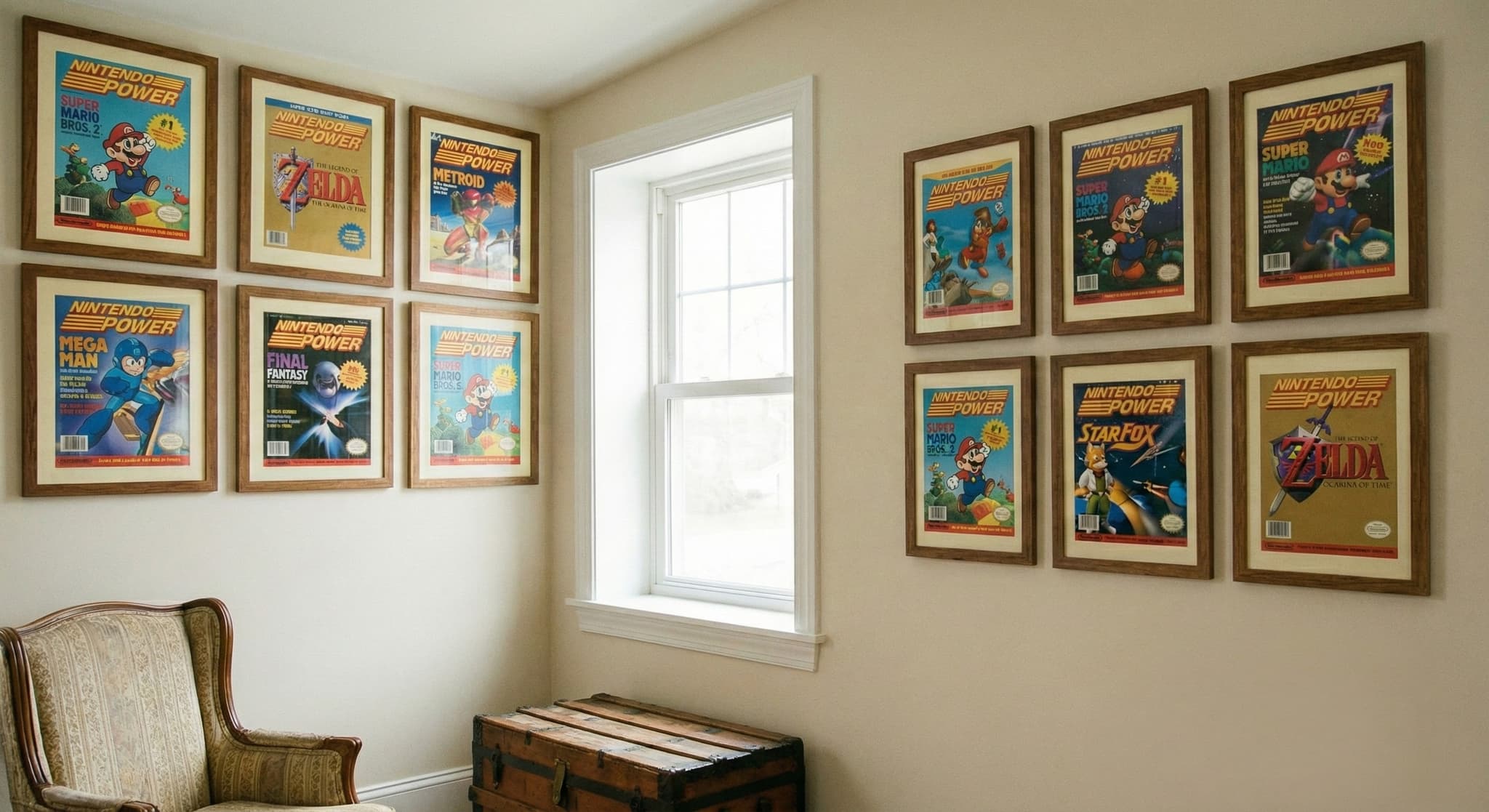 Custom framed Sports Illustrated magazine cover display in home office setting