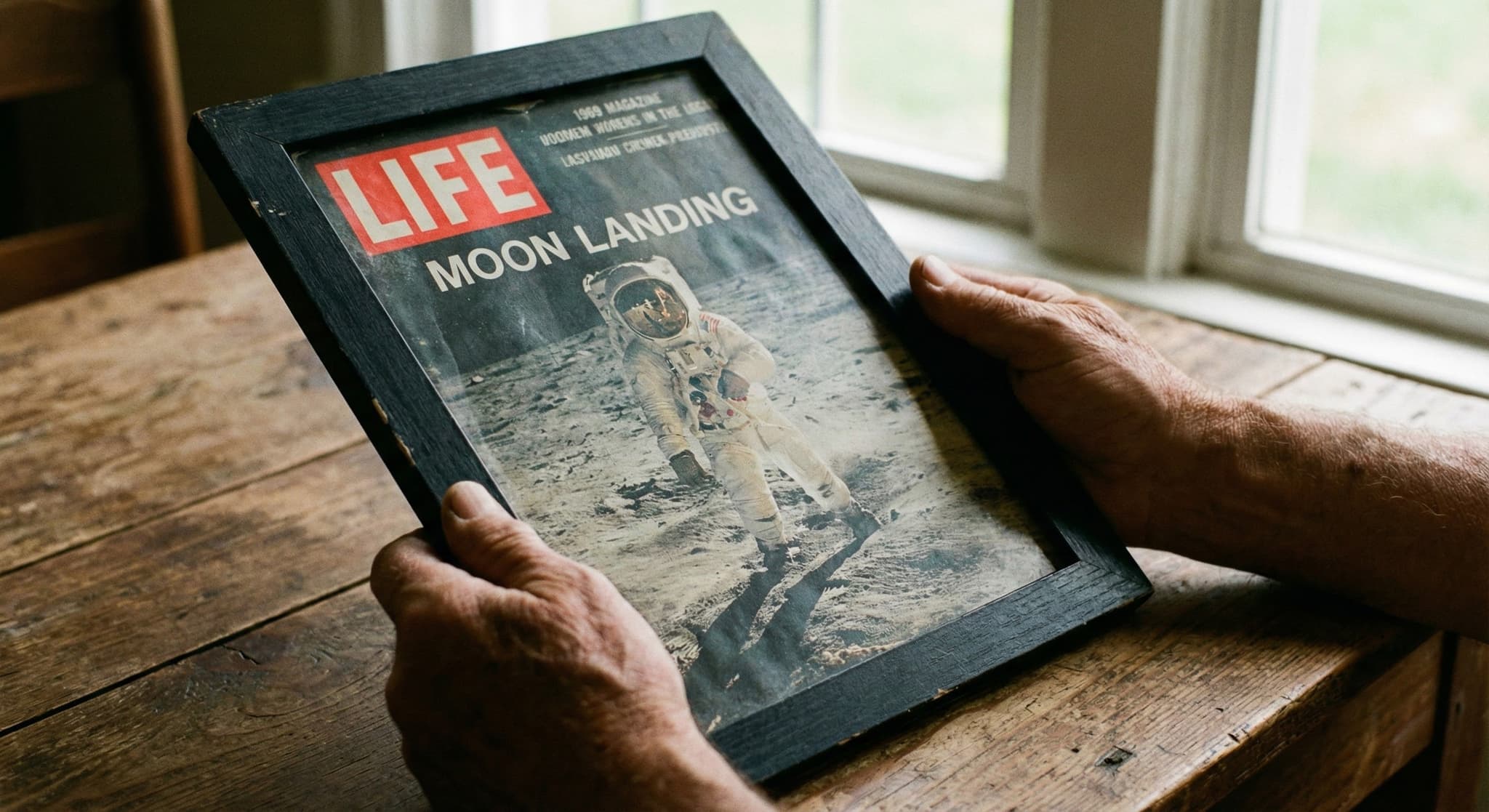 LIFE Magazine Moon Landing cover in custom shadowbox frame
