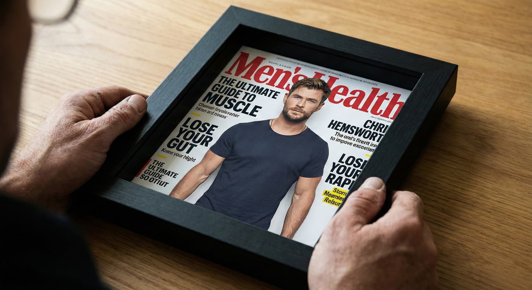 Mens Health magazine cover professionally framed display