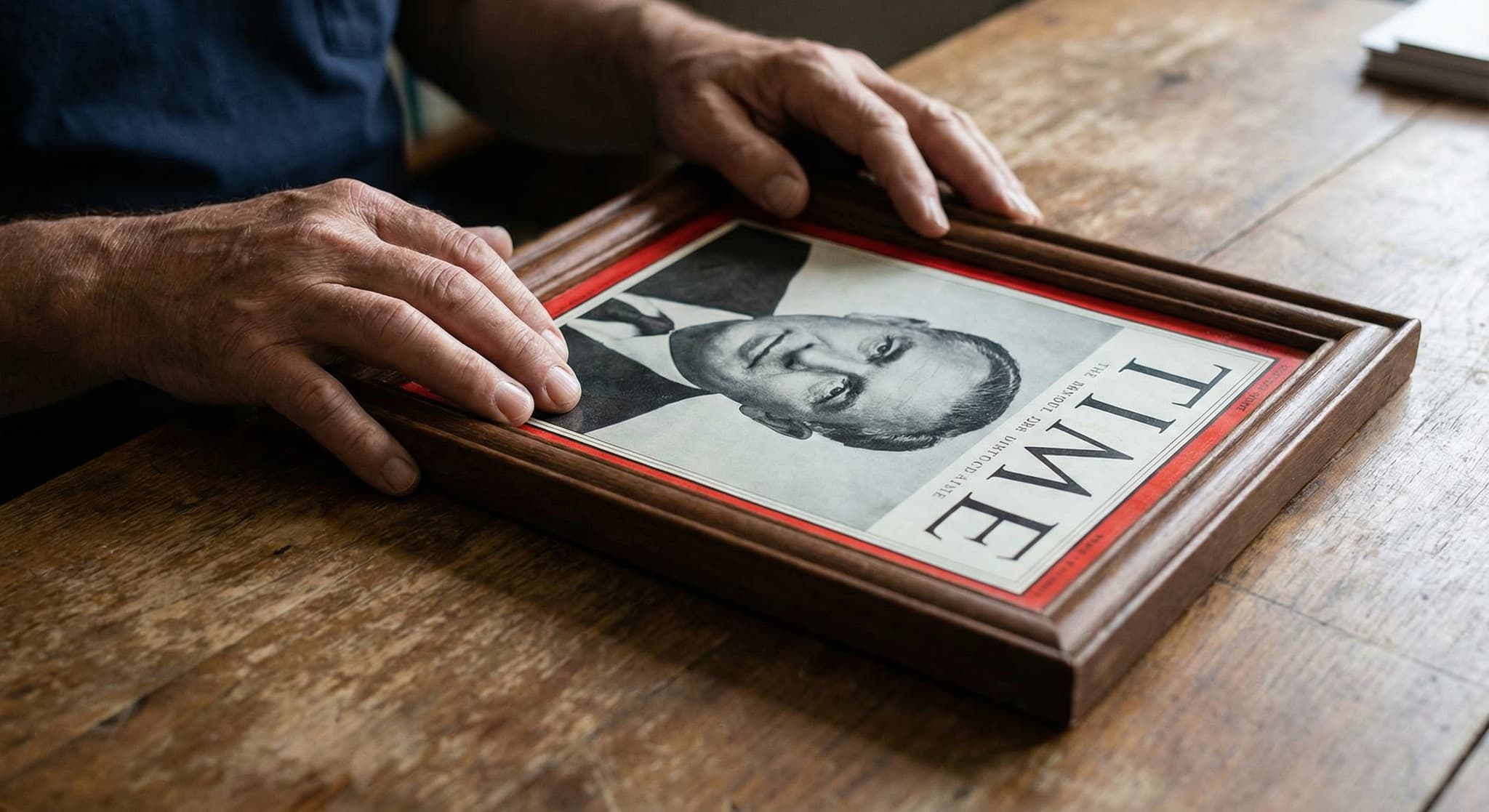 Vintage National Geographic magazine displayed in custom shadowbox frame