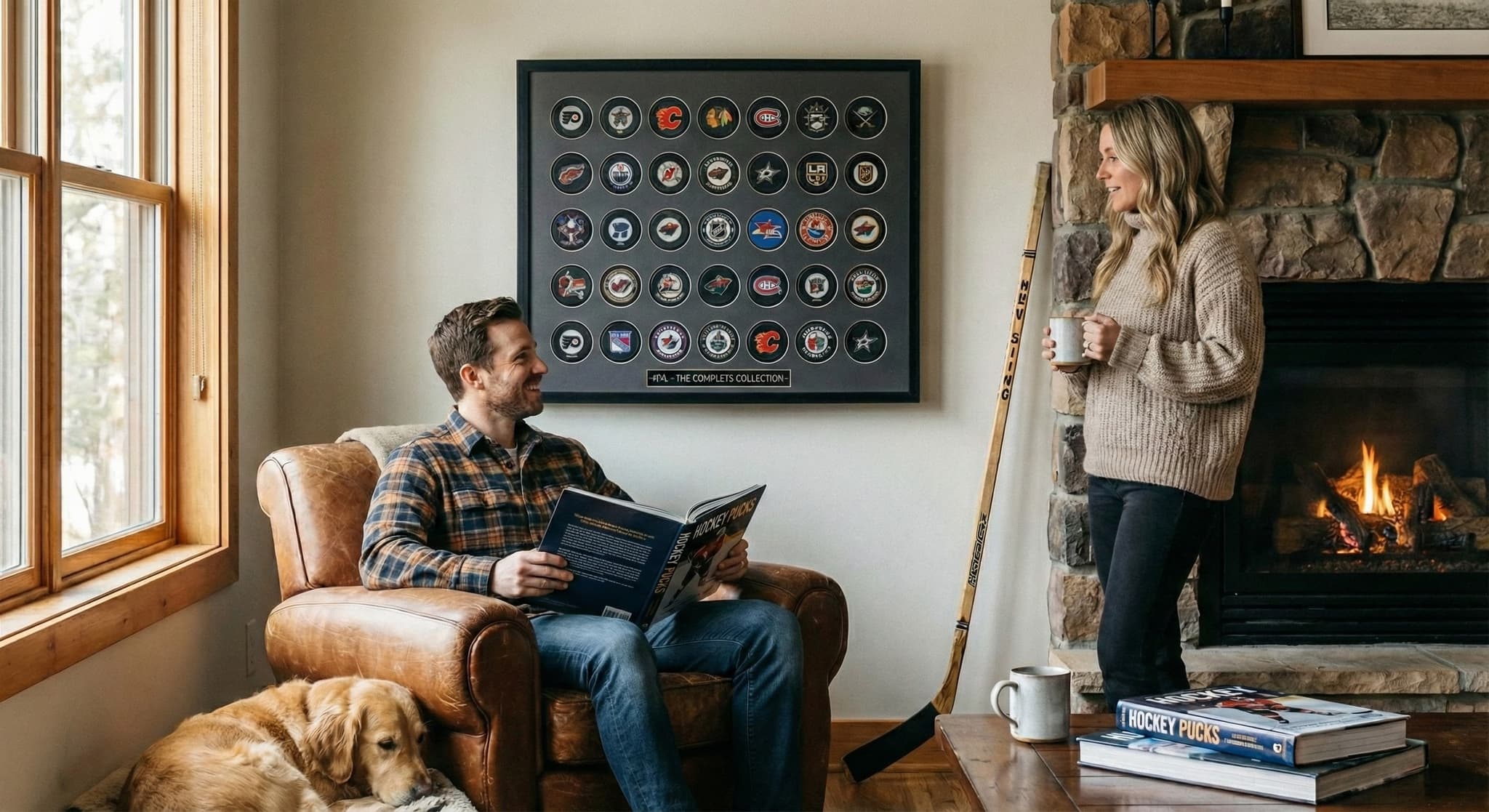 Hockey Puck Frames. Game pucks, autographed pucks, and team commemoratives in shallow shadow boxes.