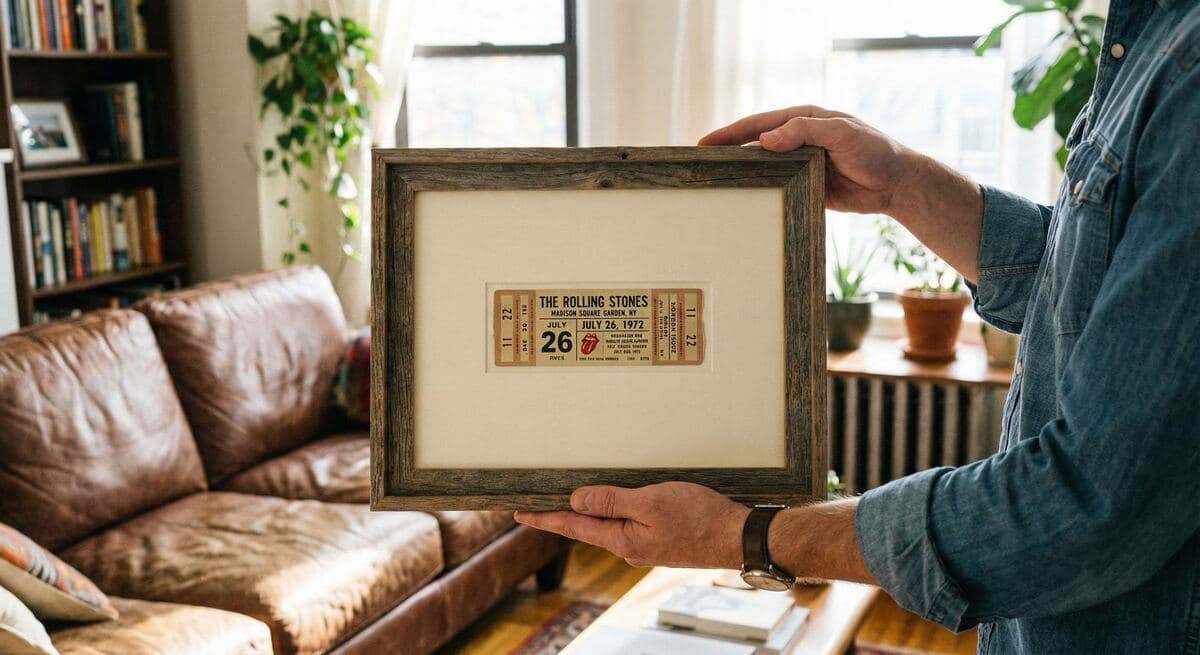 Framed ticket stub keepsake