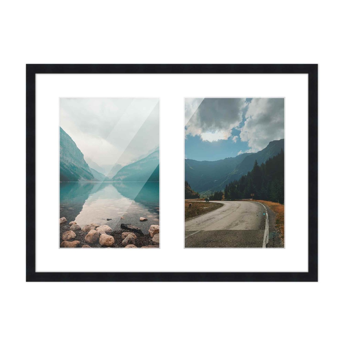 8x10 Wood Collage Frame With Mat to Display 2 4x6 Pictures