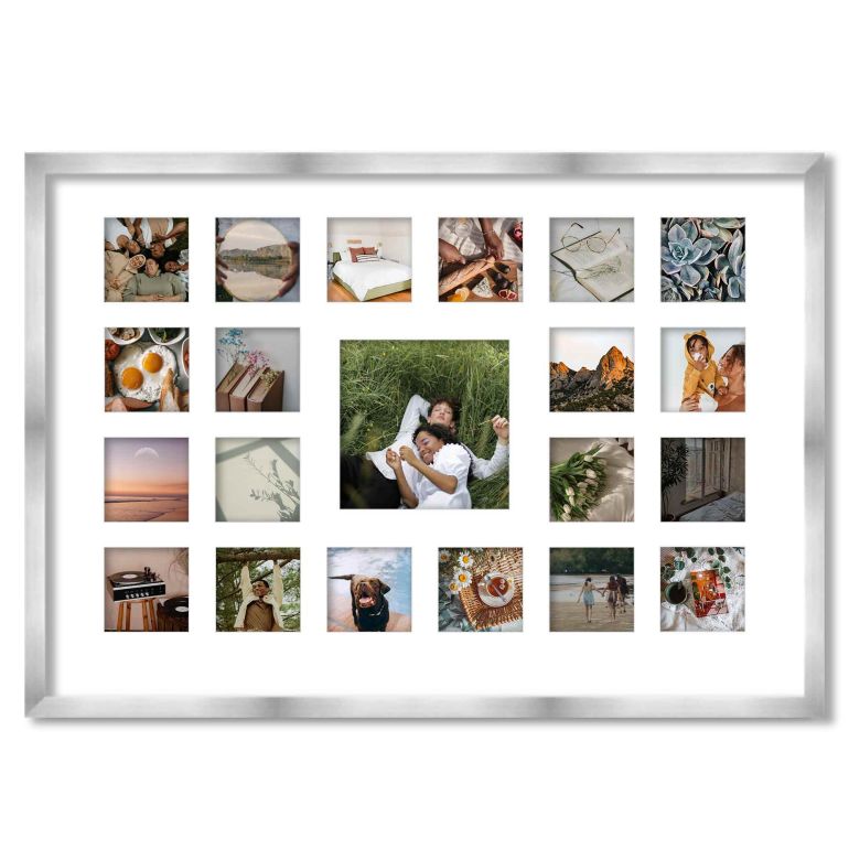 Silver Matted Instagram Photo Frame for 21 Photos