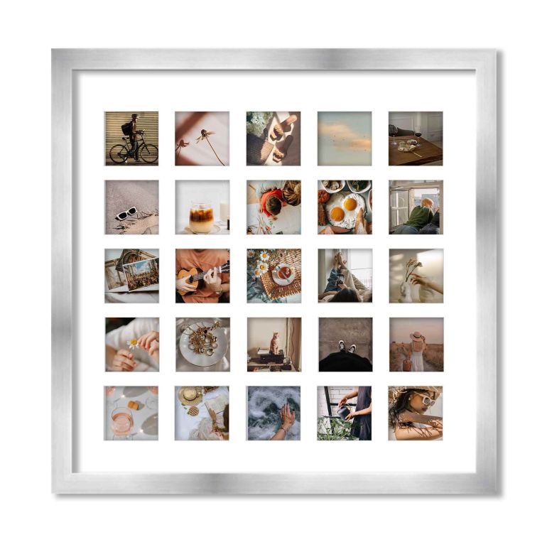 Silver Matted Instagram Photo Frame for 25 Photos