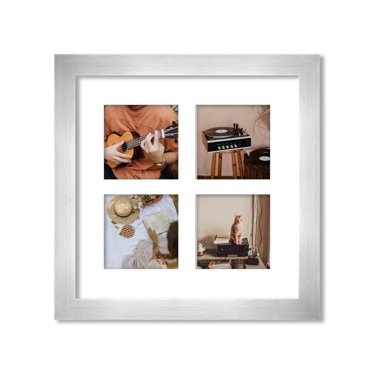 Silver Matted Instagram Photo Frame for 4 Photos