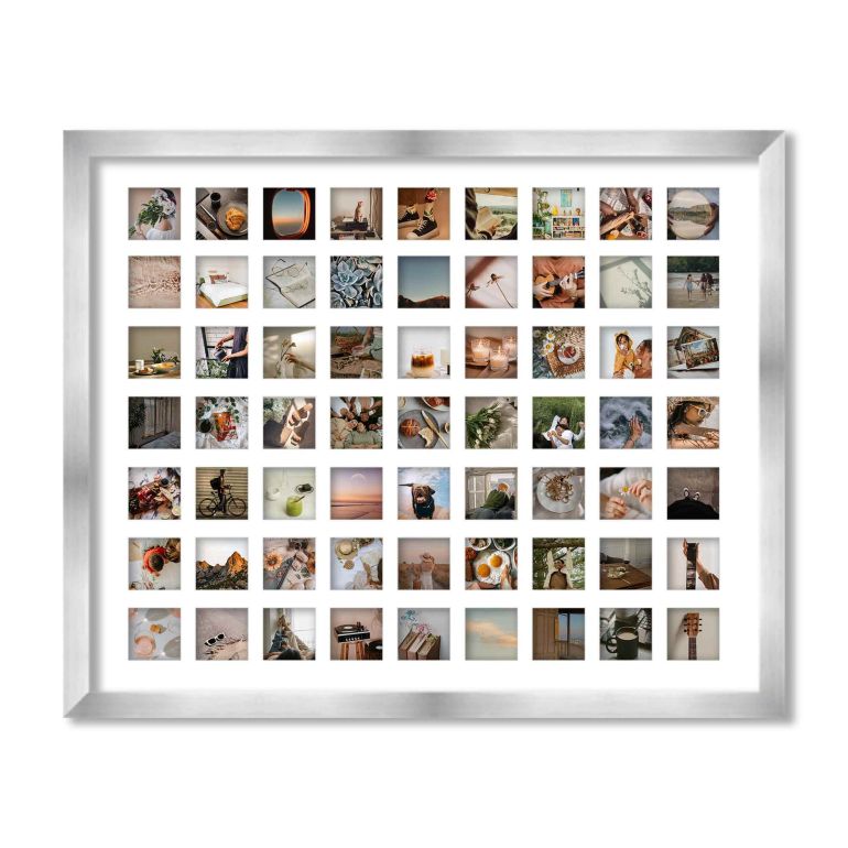 Silver Matted Instagram Photo Frame for 63 Photos