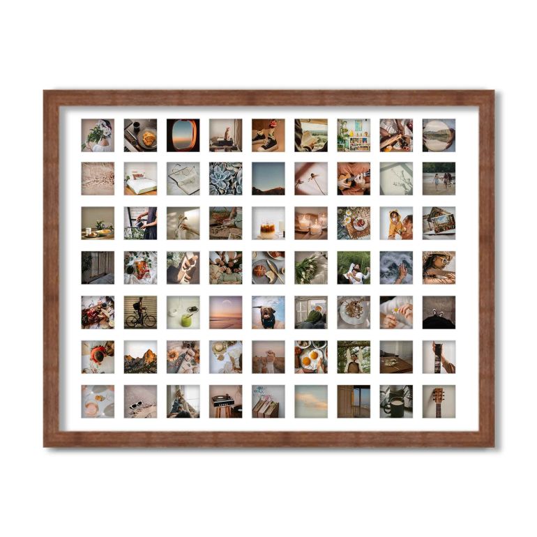 Brown Barnwood Matted Instagram Photo Frame for 63 Photos