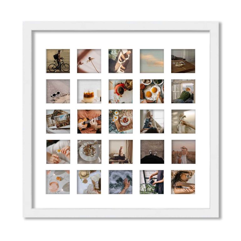 White Matted Instagram Photo Frame for 25 Photos