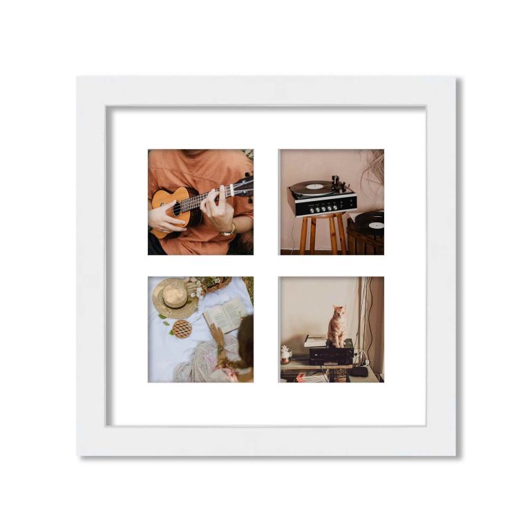 White Matted Instagram Photo Frame for 4 Photos